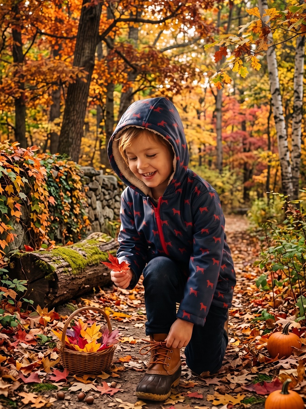 Hatley Navy Hooded Jacket with Red Dog Print
